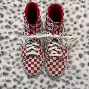 VANS Filmore Sneakers Women's 9 Red & White Checkerboards Lace Up Skateboard